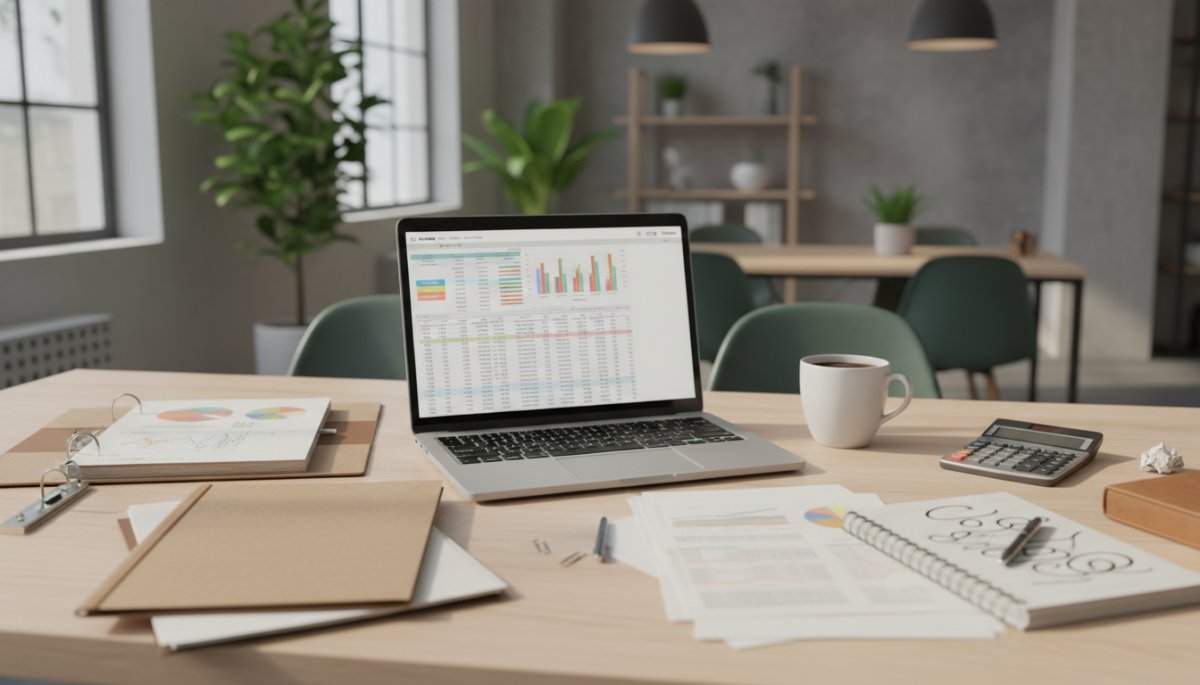 イベント予算計画書とノートパソコン