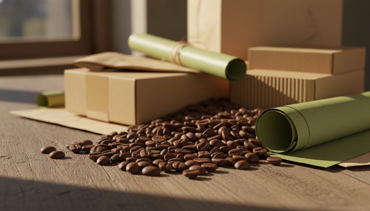 フェアトレードコーヒー豆と環境配慮パッケージ