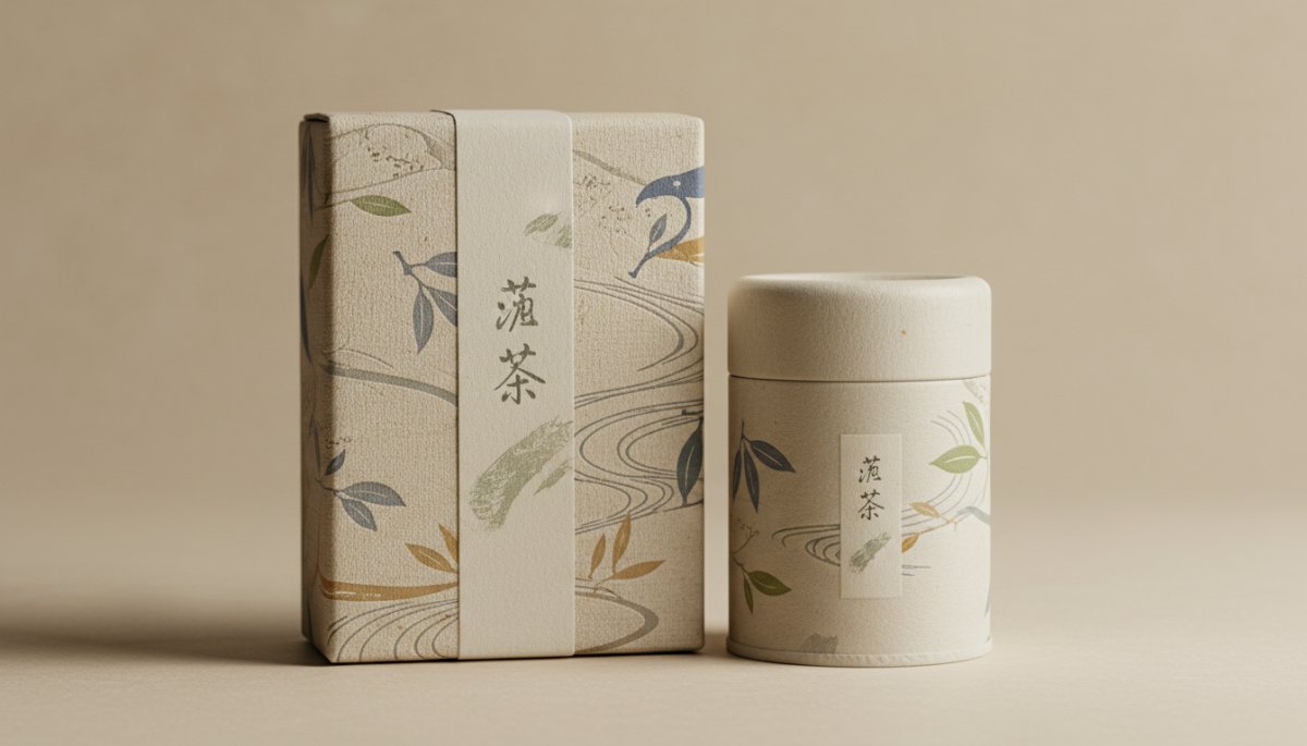 名入れデザインが施されたお茶パッケージ